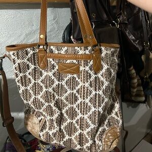 Myra Brown and Cream Patterned Tote Bag